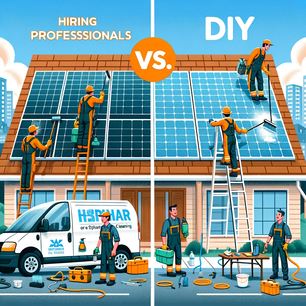 Hiring Professionals vs. DIY for how to clean solar panels